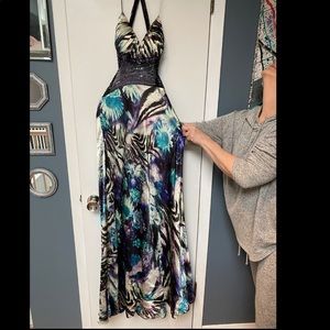 Beautiful silky full length gown with beading